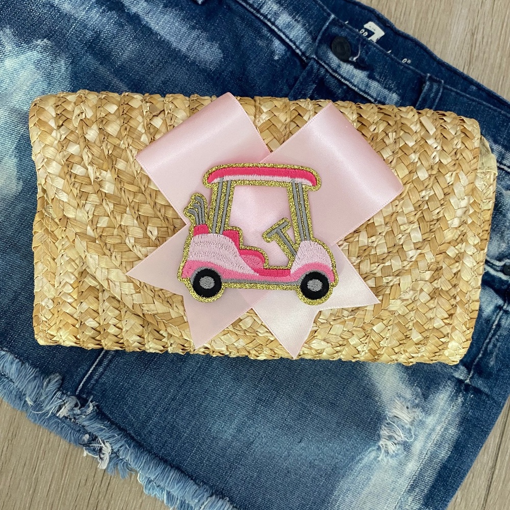 Golf Lover Rattan Straw Clutch